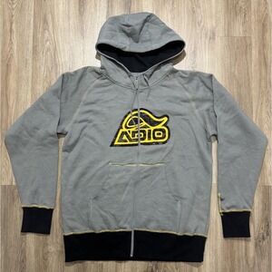 Y2K ADIO Skateboarding Gray Zip Up‎ Hoodie Size XL